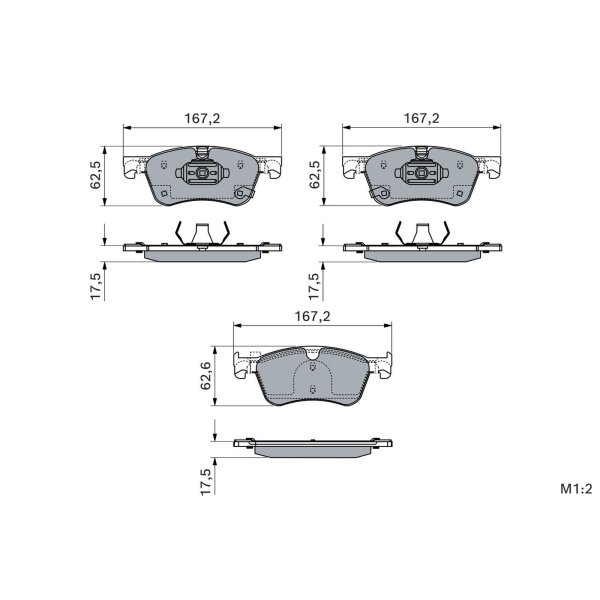 BOSCH 0 986 460 222 Bremsbelagsatz, Scheibenbremse