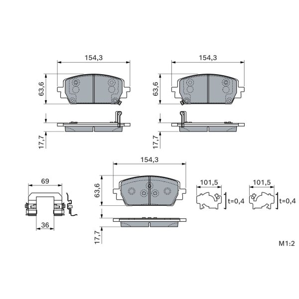 BOSCH 0 986 460 299 Bremsbelagsatz, Scheibenbremse