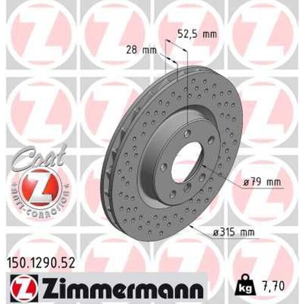 ZIMMERMANN 150.1290.52 Bremsscheibe