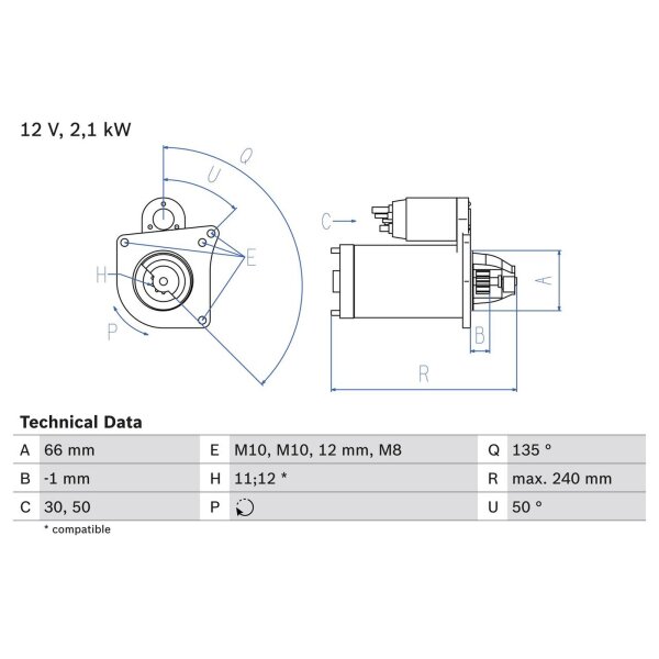 BOSCH 0 986 020 131 Starter