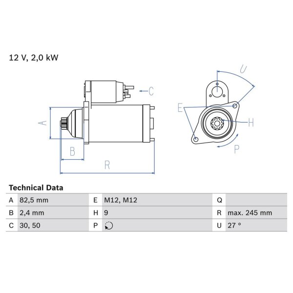 BOSCH 0 986 021 220 Starter