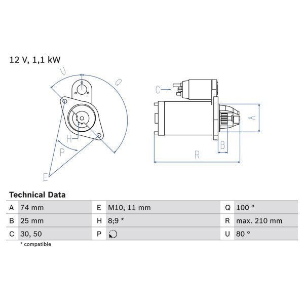 BOSCH 0 986 021 550 Starter