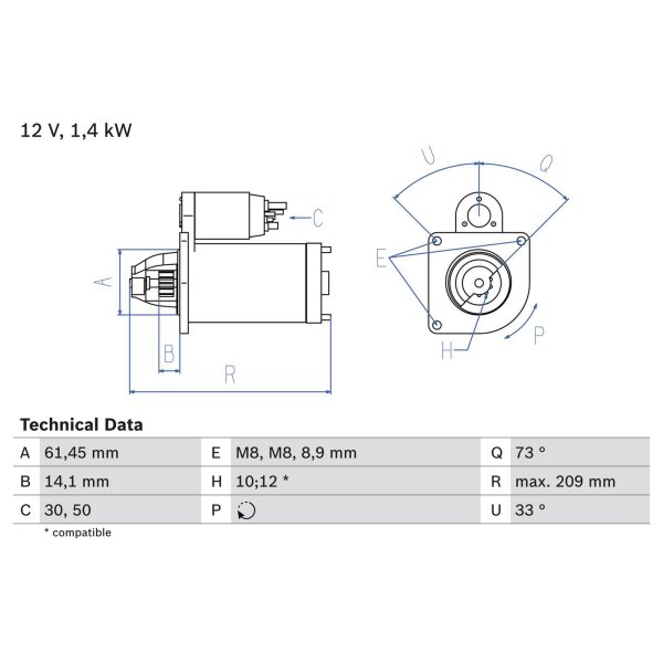 BOSCH 0 986 022 121 Starter
