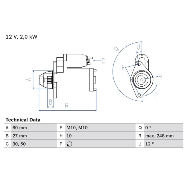BOSCH 0 986 023 110 Starter