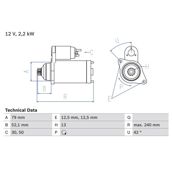 BOSCH 0 986 025 170 Starter