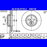 ATE 24.0136-0118.2 Bremsscheibe