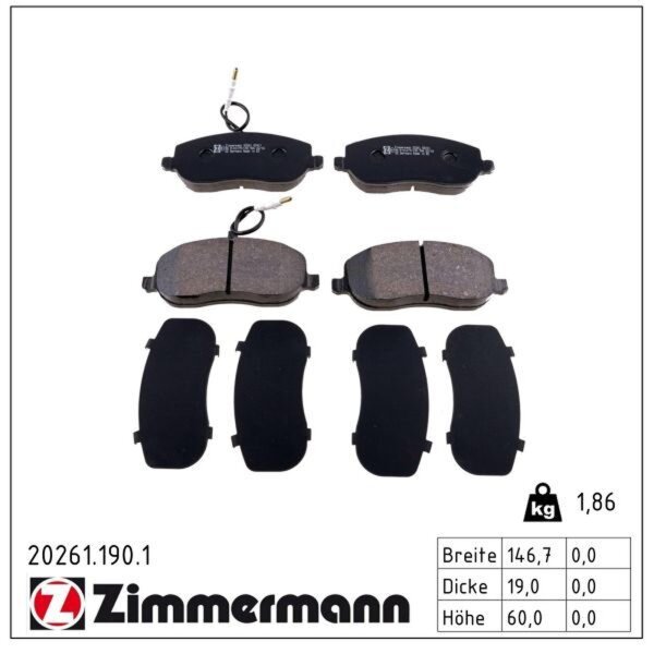 ZIMMERMANN 20261.190.1 Bremsbelagsatz, Scheibenbremse