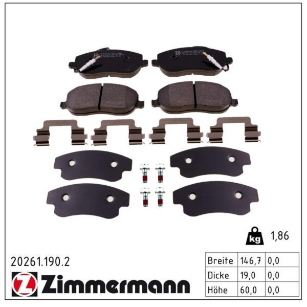 ZIMMERMANN 20261.190.2 Bremsbelagsatz, Scheibenbremse