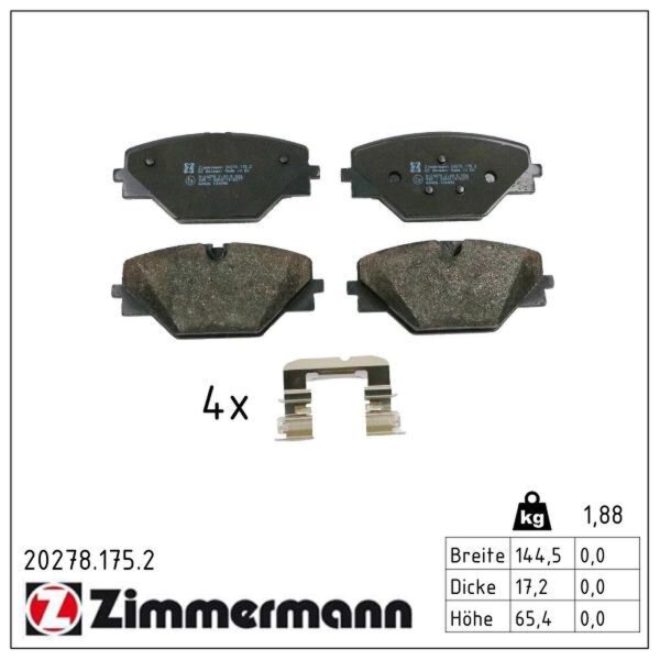 ZIMMERMANN 20278.175.2 Bremsbelagsatz, Scheibenbremse