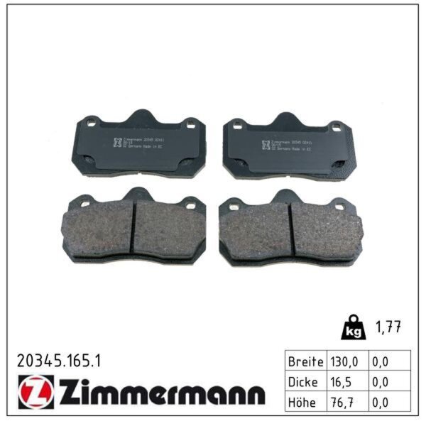 ZIMMERMANN 20345.165.1 Bremsbelagsatz, Scheibenbremse