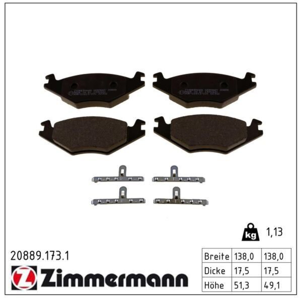 ZIMMERMANN 20889.173.1 Bremsbelagsatz, Scheibenbremse