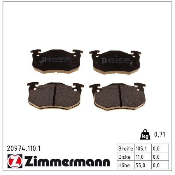 ZIMMERMANN 20974.110.1 Bremsbelagsatz, Scheibenbremse