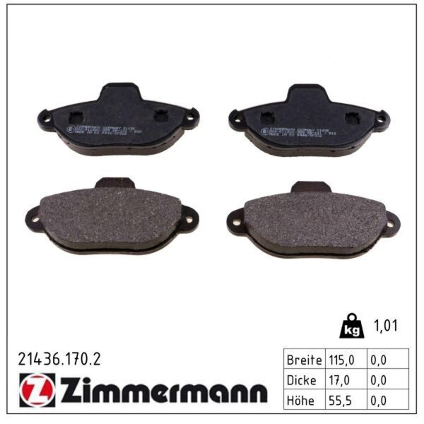 ZIMMERMANN 21436.170.2 Bremsbelagsatz, Scheibenbremse