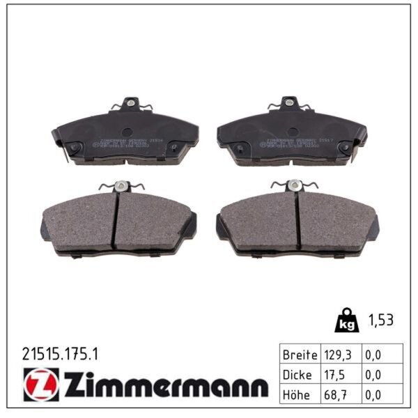 ZIMMERMANN 21515.175.1 Bremsbelagsatz, Scheibenbremse