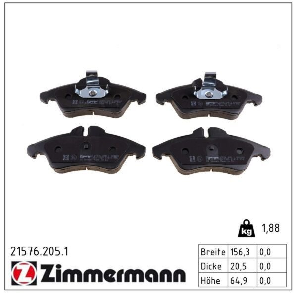 ZIMMERMANN 21576.205.1 Bremsbelagsatz, Scheibenbremse
