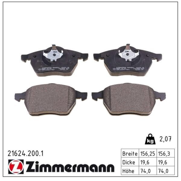 ZIMMERMANN 21624.200.1 Bremsbelagsatz, Scheibenbremse