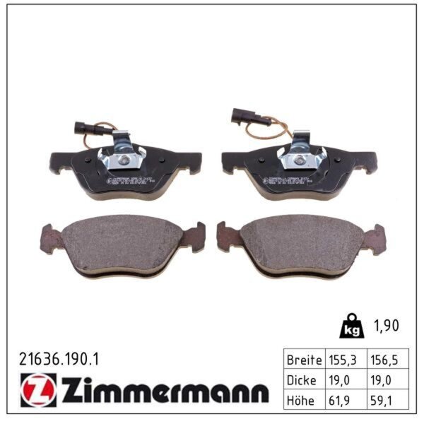 ZIMMERMANN 21636.190.1 Bremsbelagsatz, Scheibenbremse