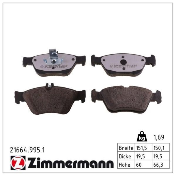 ZIMMERMANN 21664.995.1 Bremsbelagsatz, Scheibenbremse