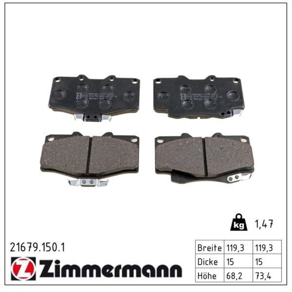 ZIMMERMANN 21679.150.1 Bremsbelagsatz, Scheibenbremse