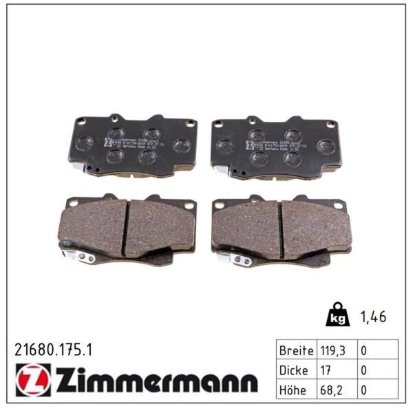 ZIMMERMANN 21680.175.1 Bremsbelagsatz, Scheibenbremse