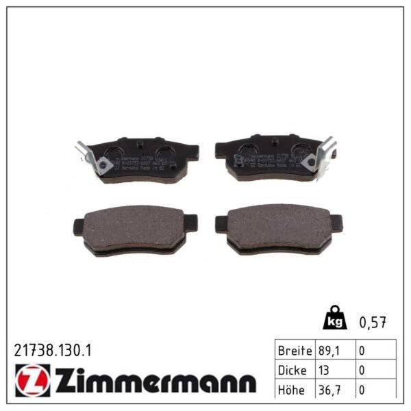ZIMMERMANN 21738.130.1 Bremsbelagsatz, Scheibenbremse
