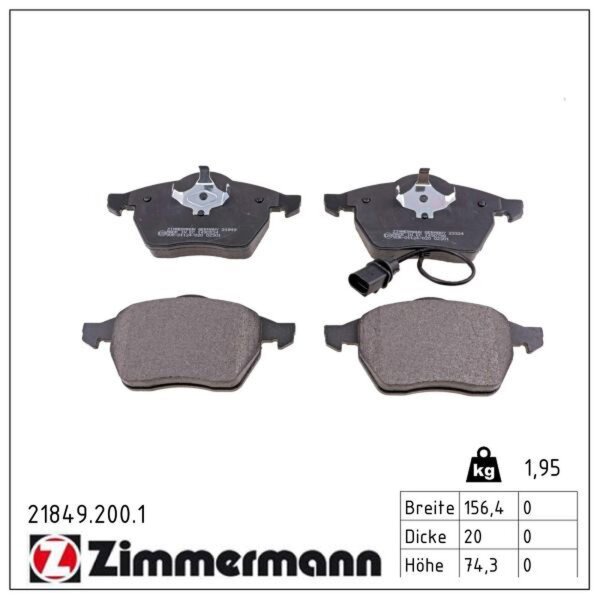 ZIMMERMANN 21849.200.1 Bremsbelagsatz, Scheibenbremse