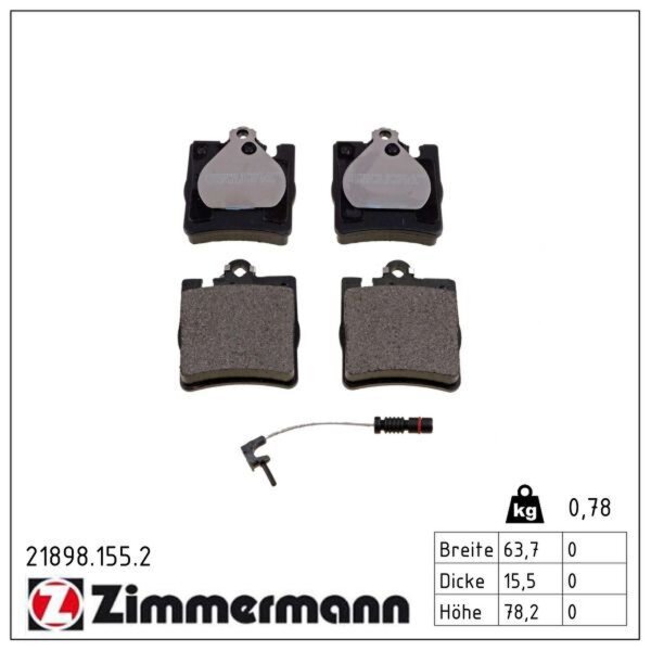 ZIMMERMANN 21898.155.2 Bremsbelagsatz, Scheibenbremse