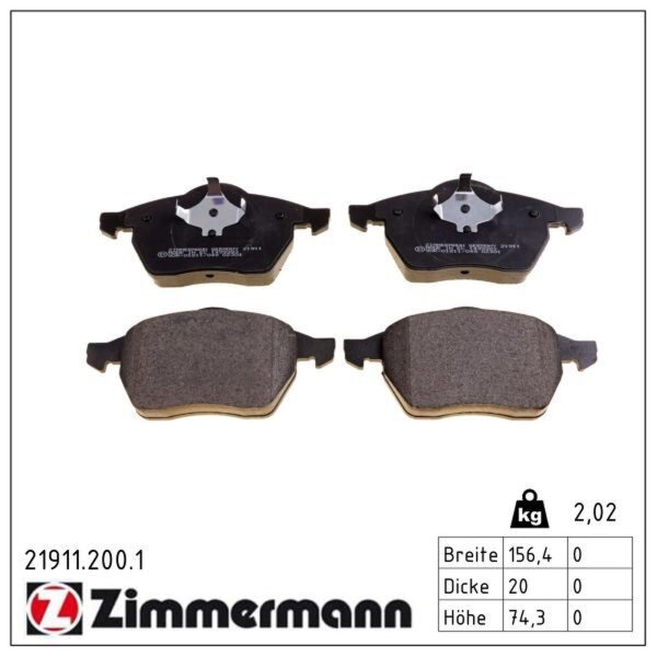 ZIMMERMANN 21911.200.1 Bremsbelagsatz, Scheibenbremse