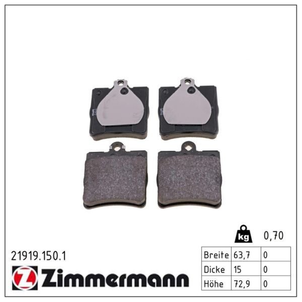 ZIMMERMANN 21919.150.1 Bremsbelagsatz, Scheibenbremse