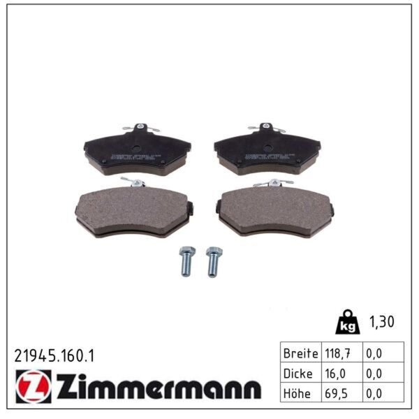 ZIMMERMANN 21945.160.1 Bremsbelagsatz, Scheibenbremse
