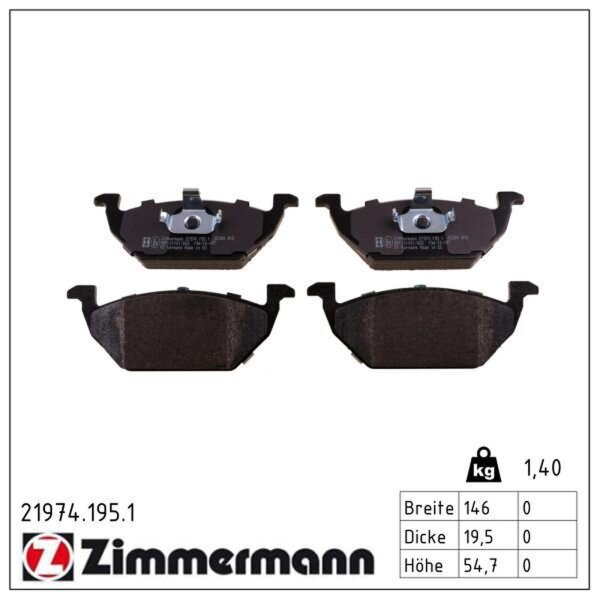 ZIMMERMANN 21974.195.1 Bremsbelagsatz, Scheibenbremse