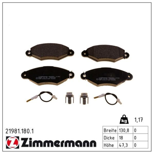 ZIMMERMANN 21981.180.1 Bremsbelagsatz, Scheibenbremse