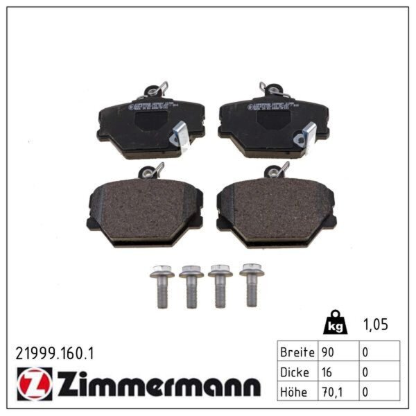 ZIMMERMANN 21999.160.1 Bremsbelagsatz, Scheibenbremse