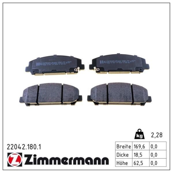 ZIMMERMANN 22042.180.1 Bremsbelagsatz, Scheibenbremse