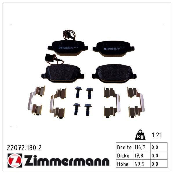 ZIMMERMANN 22072.180.2 Bremsbelagsatz, Scheibenbremse