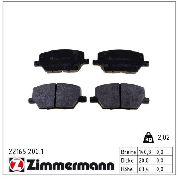 ZIMMERMANN 22165.200.1 Bremsbelagsatz, Scheibenbremse
