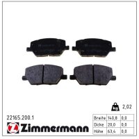 ZIMMERMANN 22165.200.1 Bremsbelagsatz, Scheibenbremse