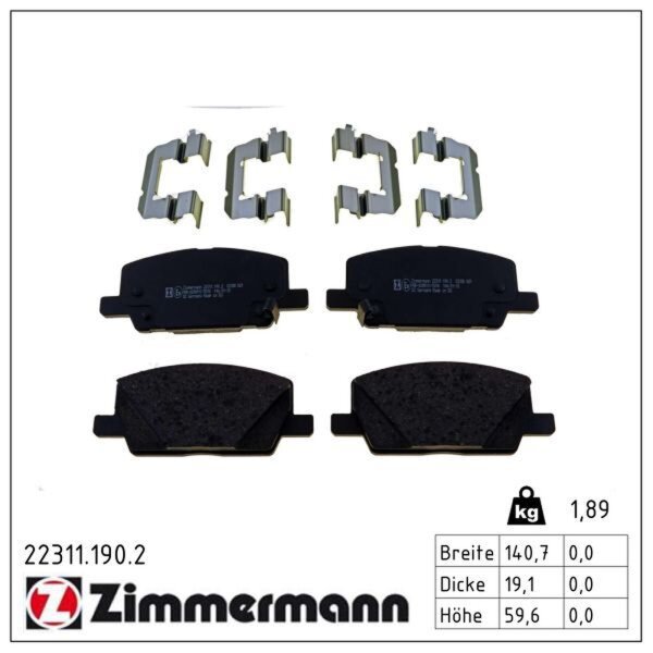 ZIMMERMANN 22311.190.2 Bremsbelagsatz, Scheibenbremse