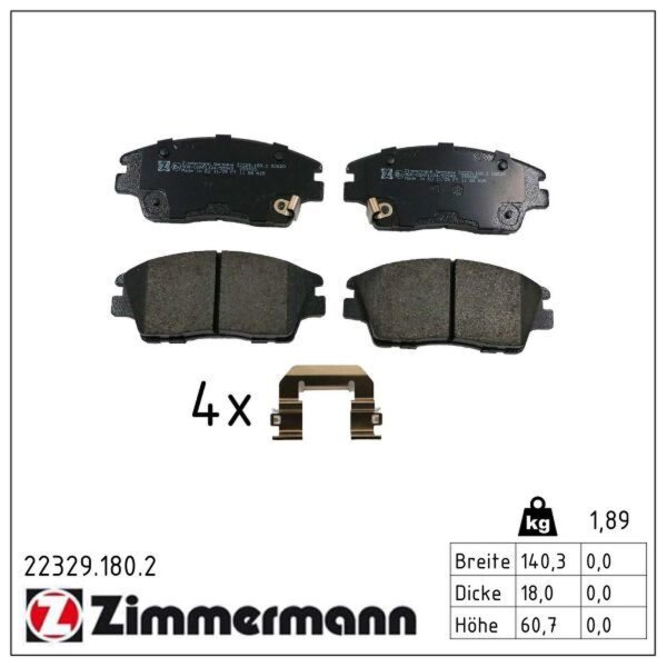 ZIMMERMANN 22329.180.2 Bremsbelagsatz, Scheibenbremse