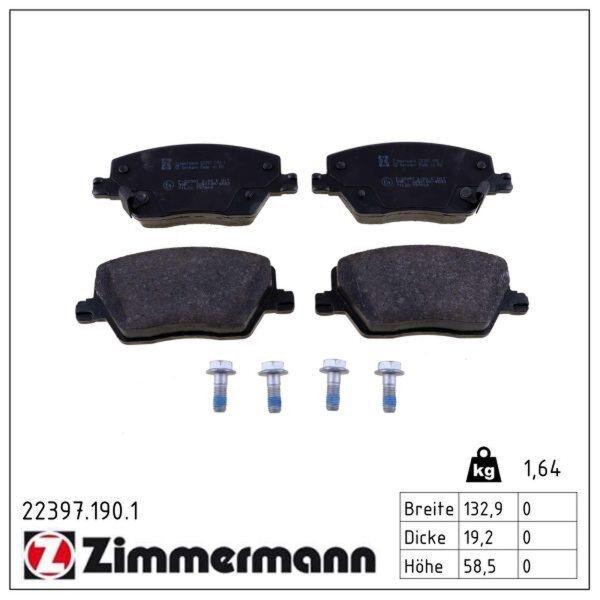 ZIMMERMANN 22397.190.1 Bremsbelagsatz, Scheibenbremse