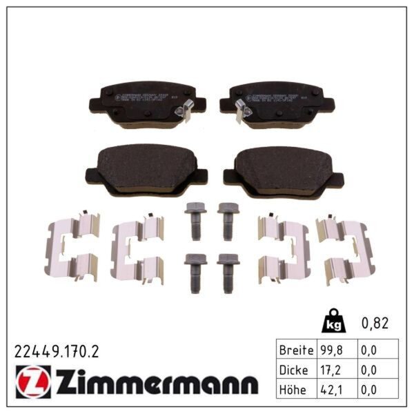 ZIMMERMANN 22449.170.2 Bremsbelagsatz, Scheibenbremse