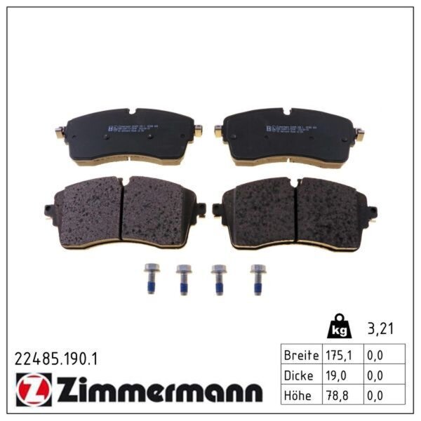 ZIMMERMANN 22485.190.1 Bremsbelagsatz, Scheibenbremse