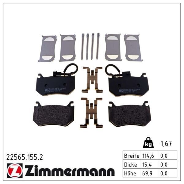 ZIMMERMANN 22565.155.2 Bremsbelagsatz, Scheibenbremse