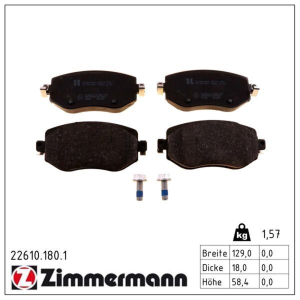 ZIMMERMANN 22610.180.1 Bremsbelagsatz, Scheibenbremse