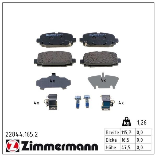 ZIMMERMANN 22844.165.2 Bremsbelagsatz, Scheibenbremse