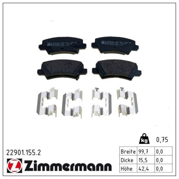 ZIMMERMANN 22901.155.2 Bremsbelagsatz, Scheibenbremse