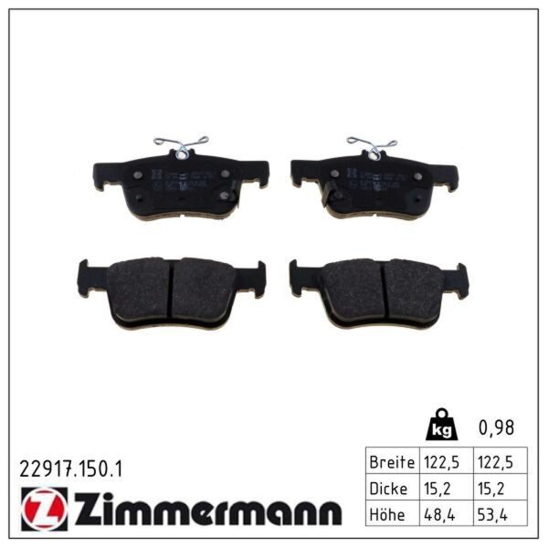 ZIMMERMANN 22917.150.1 Bremsbelagsatz, Scheibenbremse