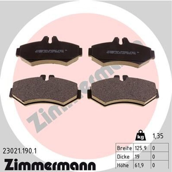 ZIMMERMANN 23021.190.1 Bremsbelagsatz, Scheibenbremse