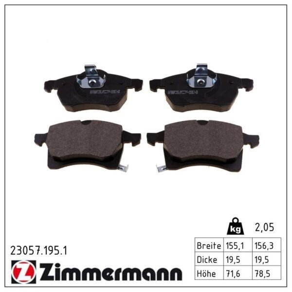 ZIMMERMANN 23057.195.1 Bremsbelagsatz, Scheibenbremse