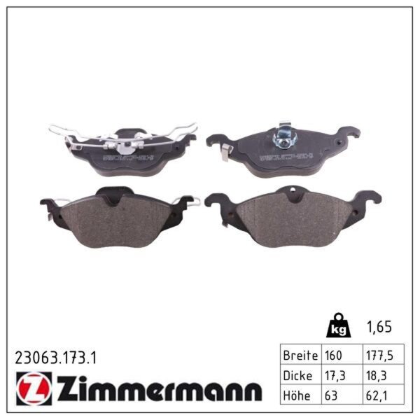 ZIMMERMANN 23063.173.1 Bremsbelagsatz, Scheibenbremse